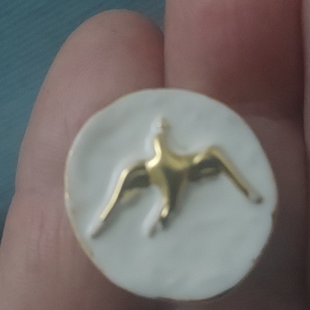 Button.Schiaparelli White Enamel over brass Dove Brooch buttons